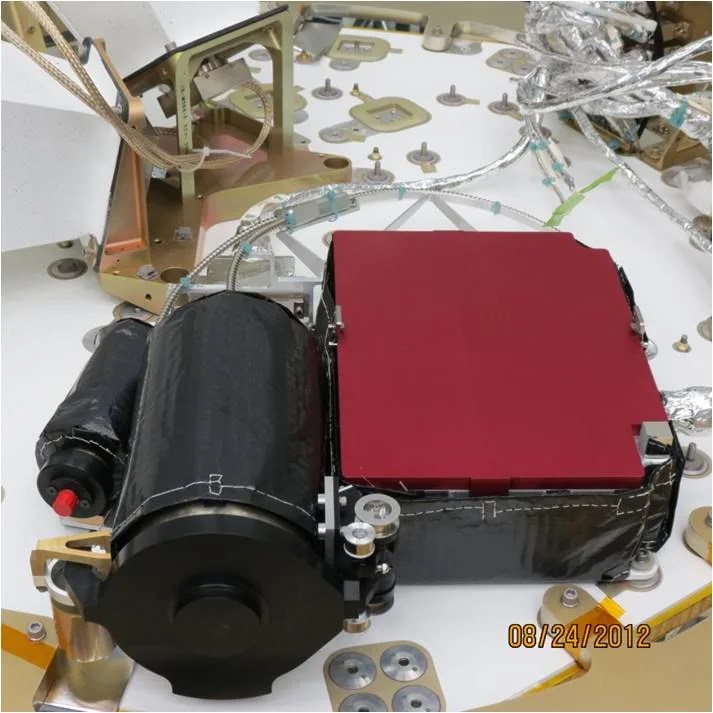 Photograph of LADEE's Ultraviolet and Visible Light Spectrometer (UVS) instrument.