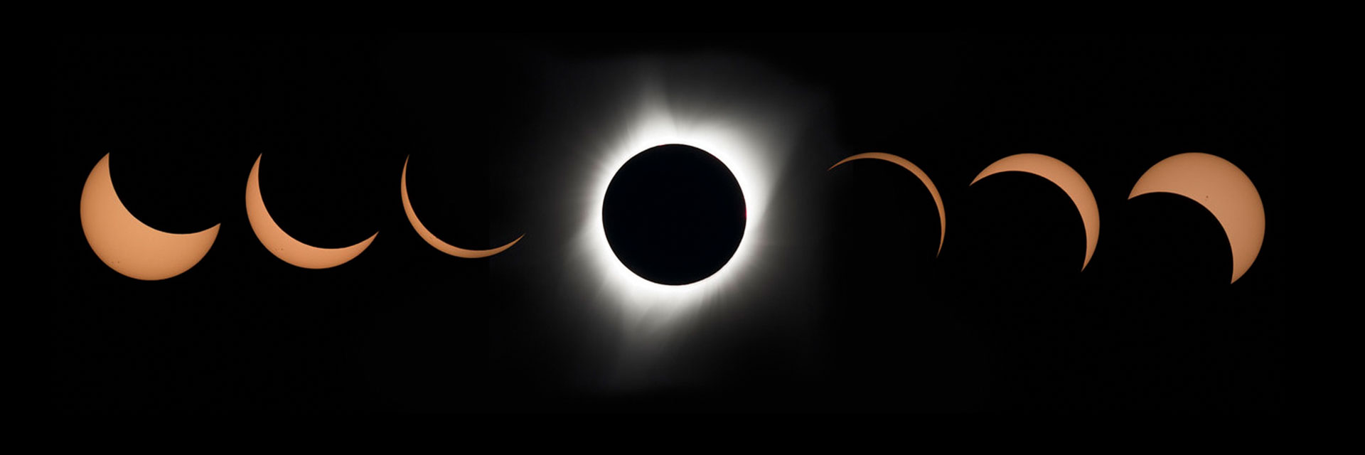 Sequence of images showing the Sun in various stages of an eclipse
