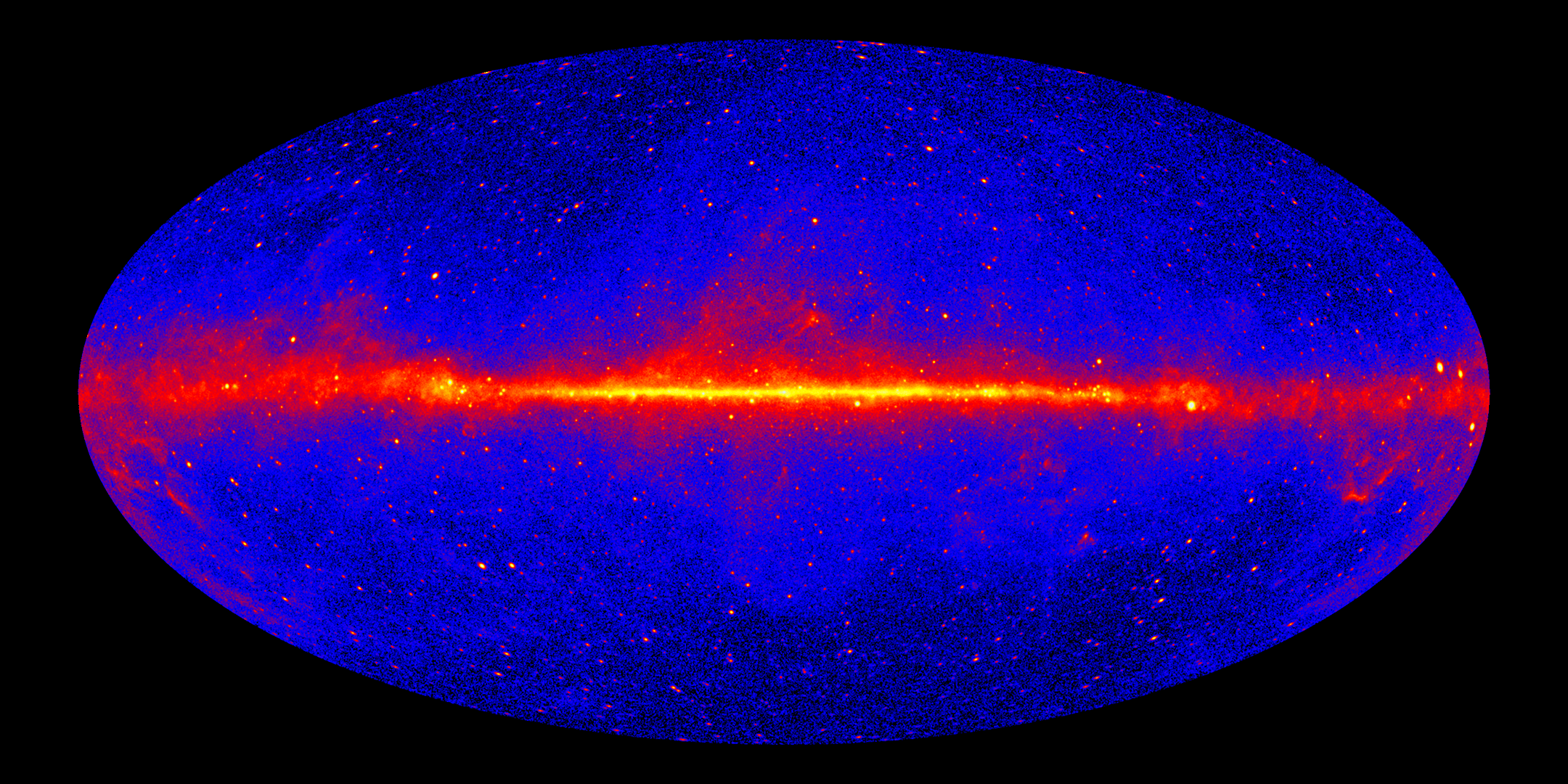 This image shows the entire sky as seen by Fermi's Large Area Telescope