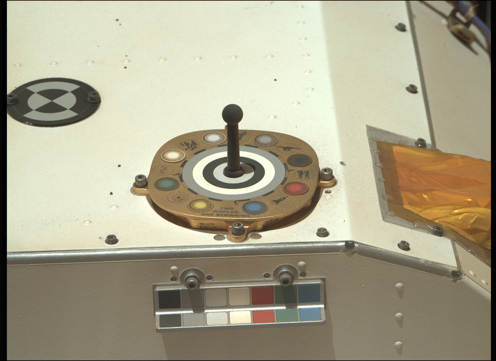 Sundial on Perseverance rover on Mars.