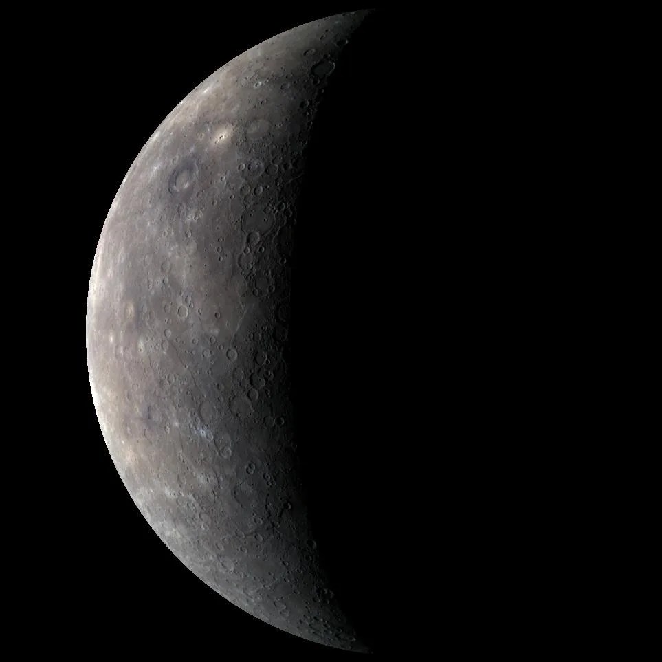 A near full-globe view of Mercury is seen in this image from NASA's Messenger spacecraft.