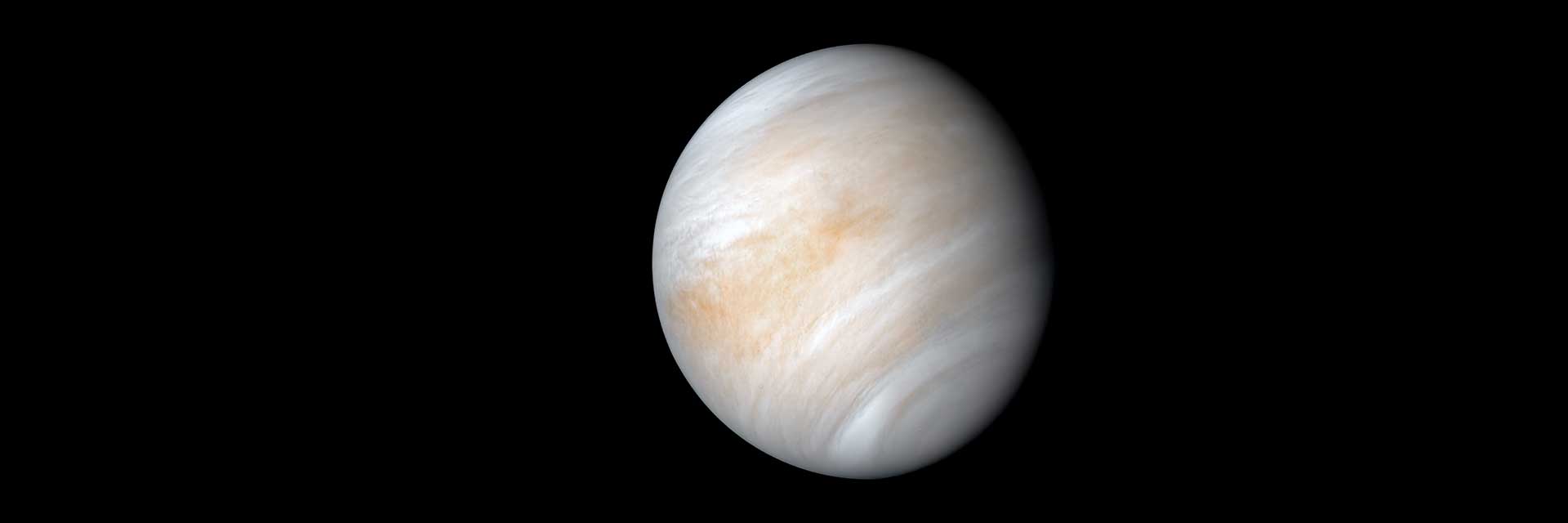 Creamy-colored, cloudy Venus as seen from a spacecraft