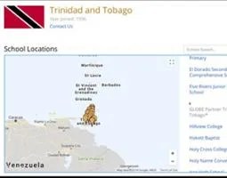 Google map image with pins representing Trinidad and Tobago school locations