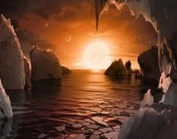 Illustration of TRAPPIST-1f's possible surface