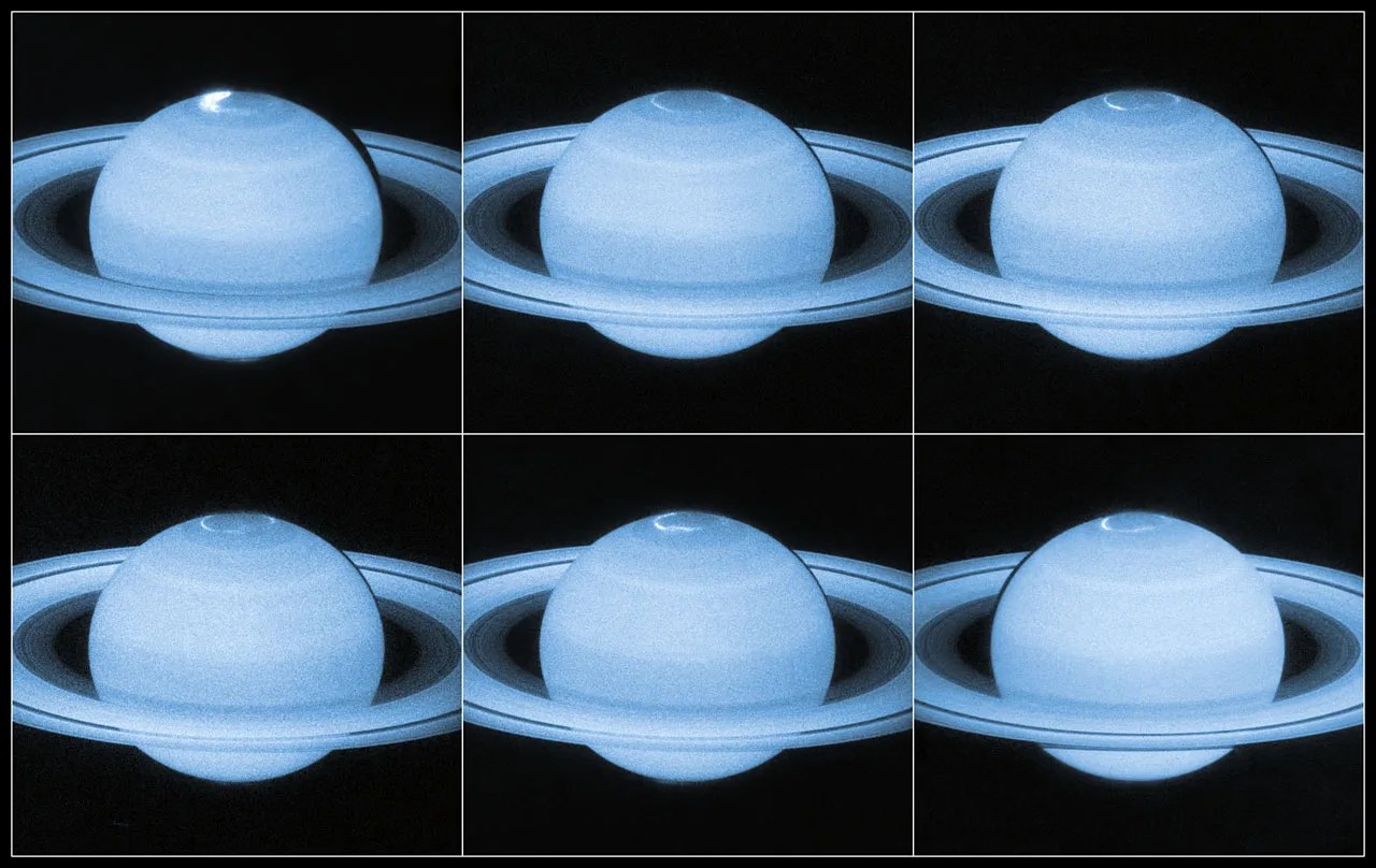 Auroral Lights at Saturn’s North Pole