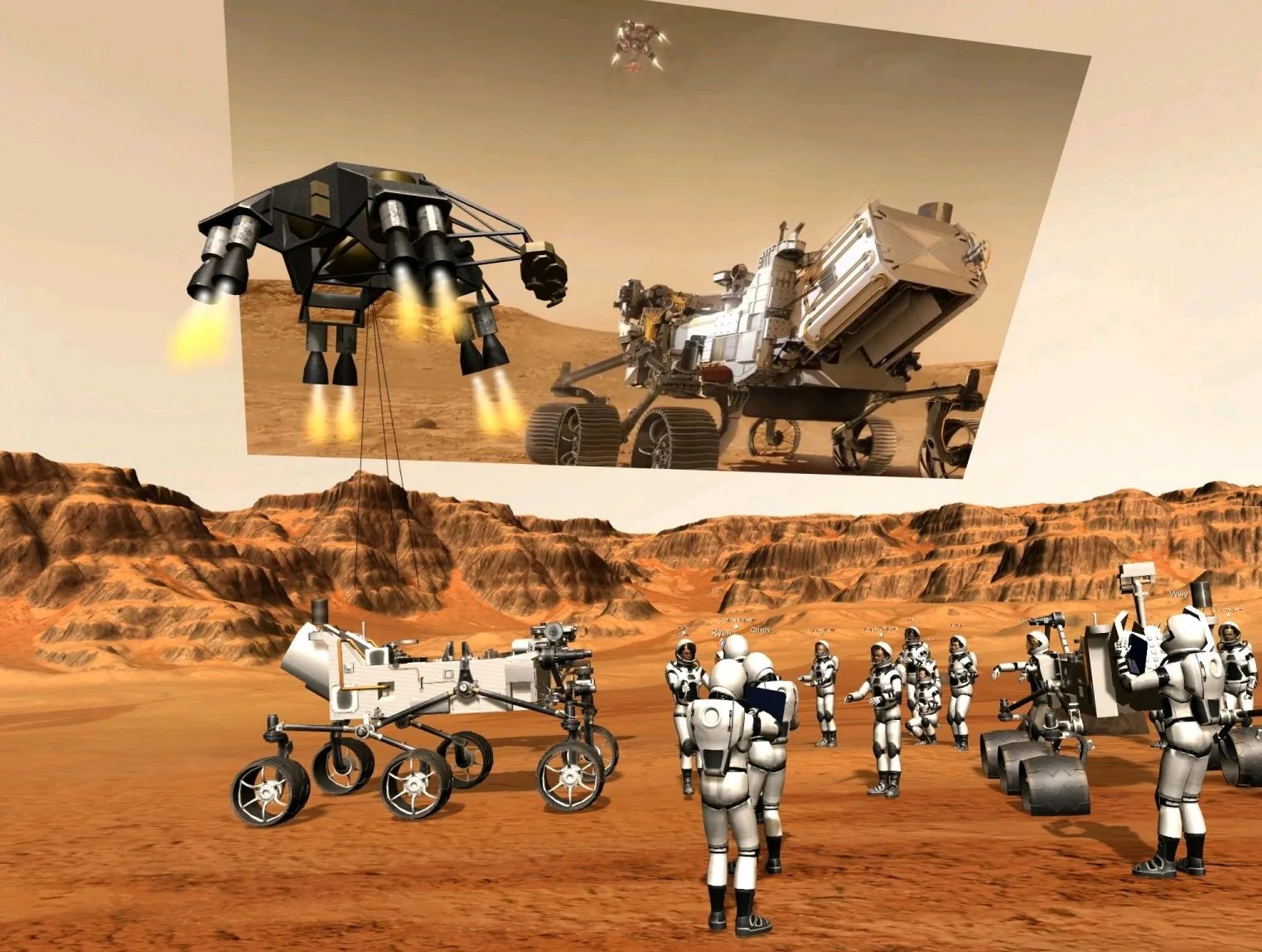 VR simulation of Mars Perseverance Landing Touchdown.