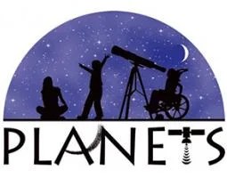 PLANETS logo depicting silhouettes of children and a telescope in front of a purple sky