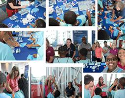 Collage of young students participating in hands-on activities