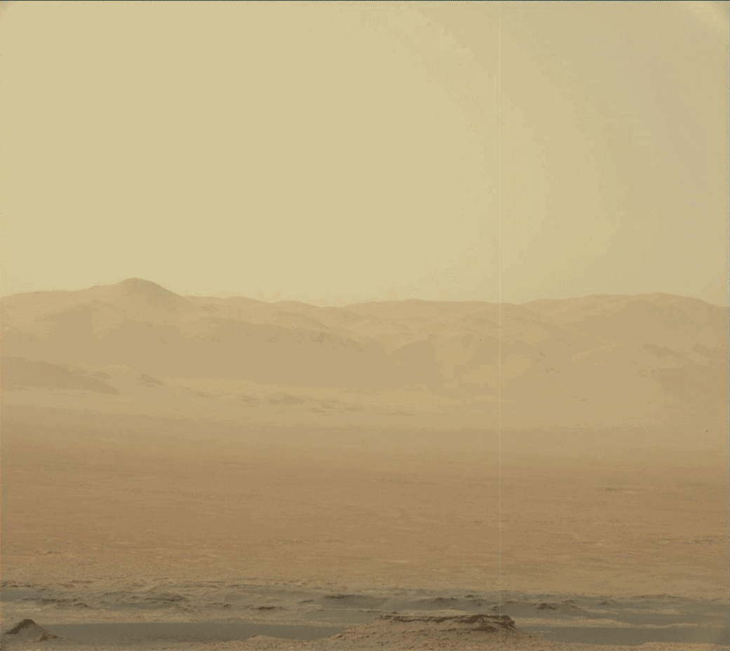 Animated GIF of dust thickening in the skies of Mars.