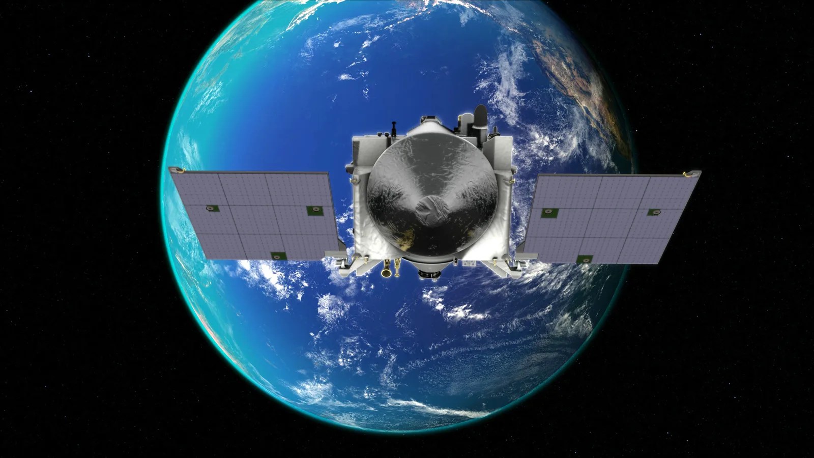 Illustration of spacecraft with Earth in background.