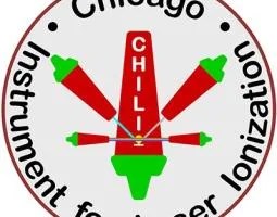 This image shows the logo for the Chicago Instrument for Laser Ionization (CHILI) lab. The logo is a red and green cartoon representation of their instrument with the name of the facility circling around it.