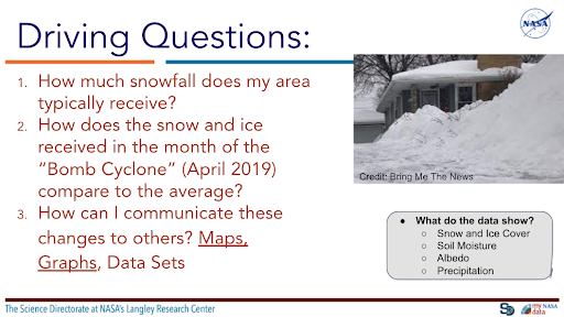 Driving Questions for the Minnesota Teacher Training with My NASA Data.