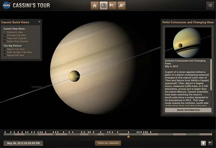 Eyes on the Solar System allows you to virtually step into Cassini images and look around