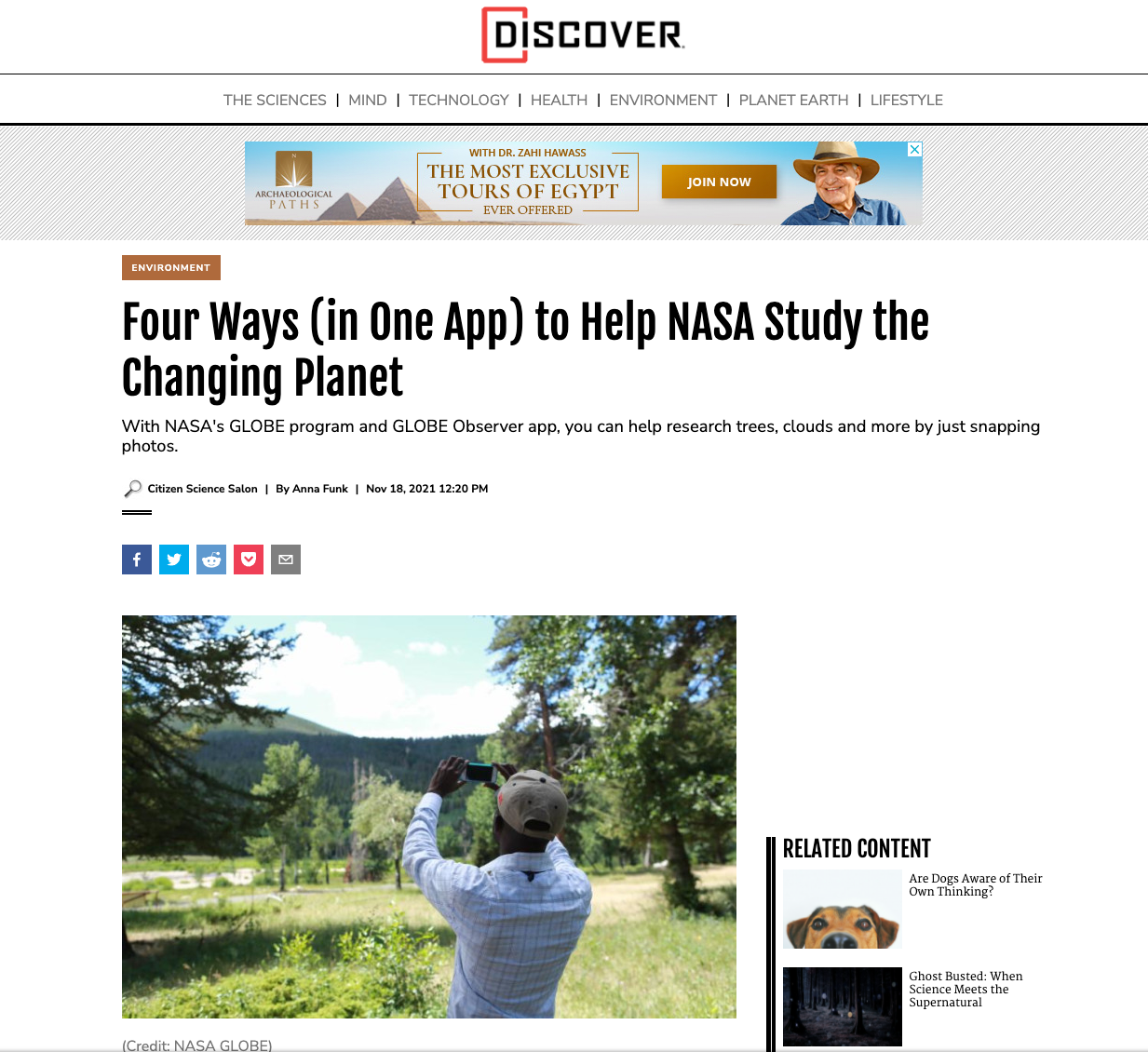 Screenshot of the Discover Magazine article, entiteld: