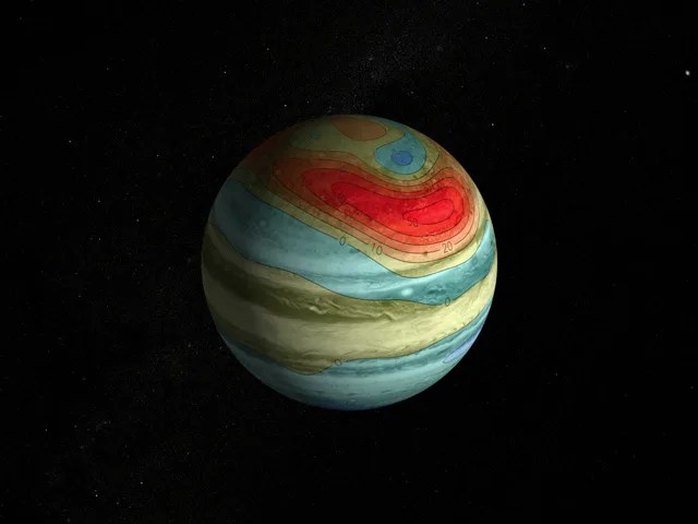 Global portrait of the magnetic fields of Jupiter.