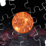 Screenshot from the Nature of Science video depicting a puzzle of the sun.