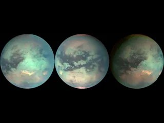 The mosaic shown here was composed with data from Cassini's visual and infrared mapping spectrometer taken during the Titan flyby Dec. 26, 2005.