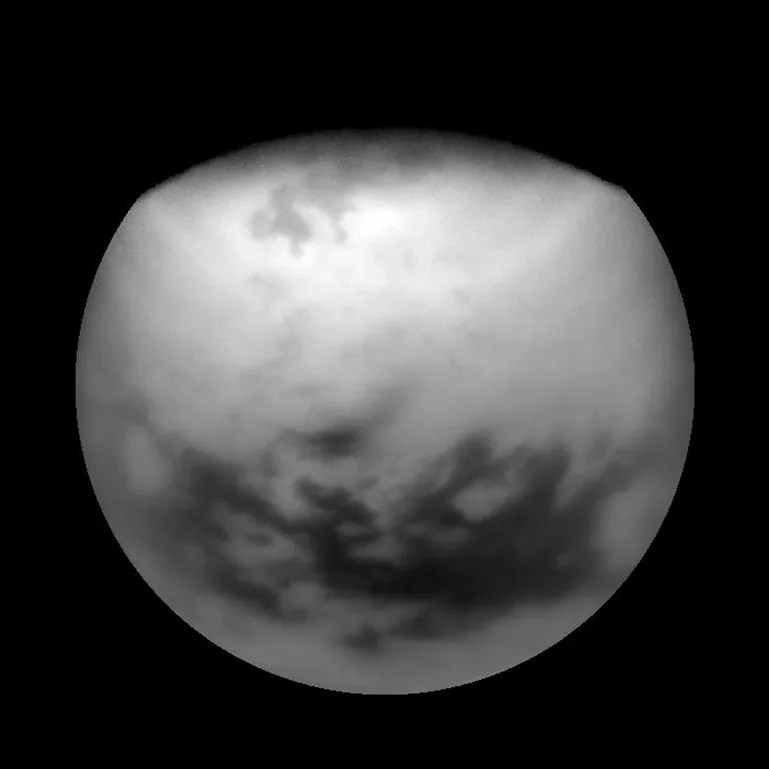 High northern terrain on Titan is made visible by some image processing sleight of hand. Taken March 29, 2007
