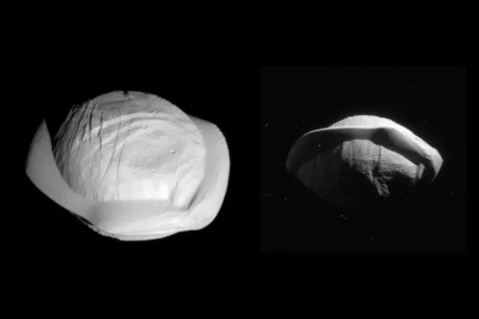 3-D images of Saturn's moon Pan.