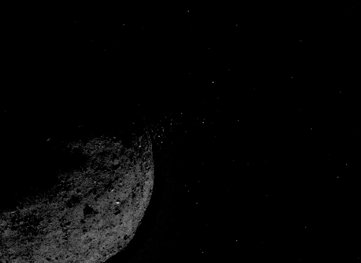 Particles flying off asteroid