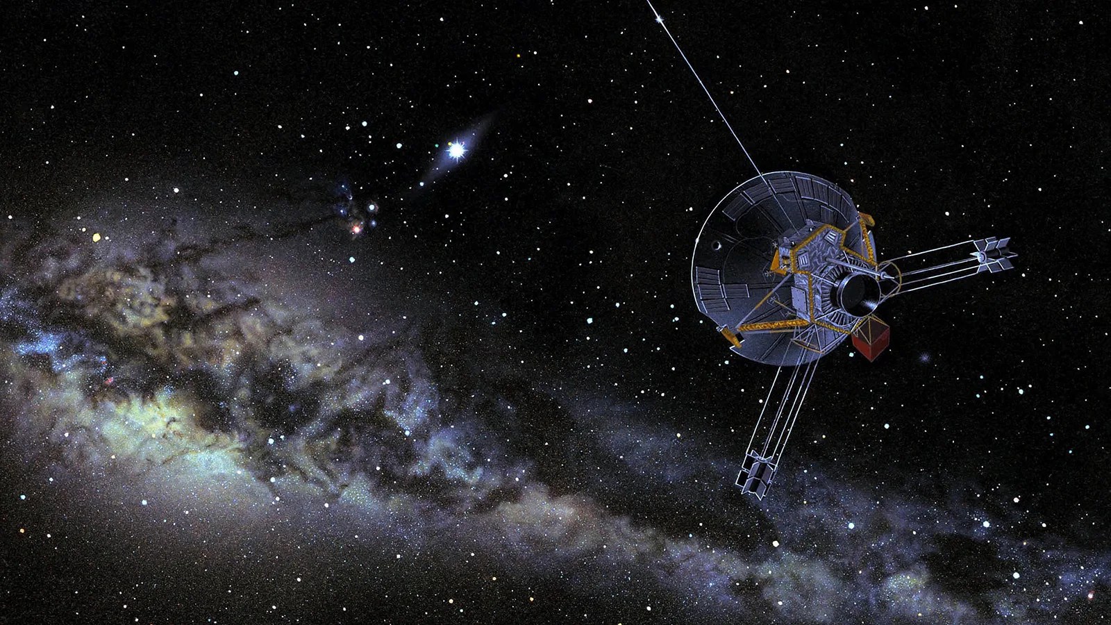 Pioneer Spacecraft with Milky Way in background.