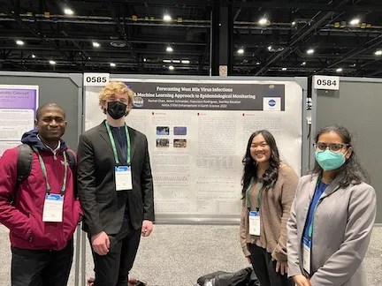 Photo of SEES interns, at the Bright STaRs poster session, AGU 2022.