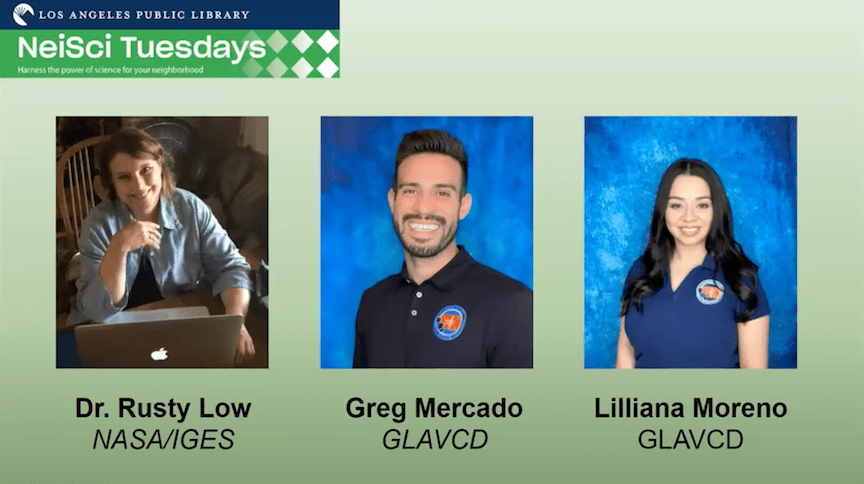 Photos of the three presenters at the April 19th Neighborhood Science Webinar.