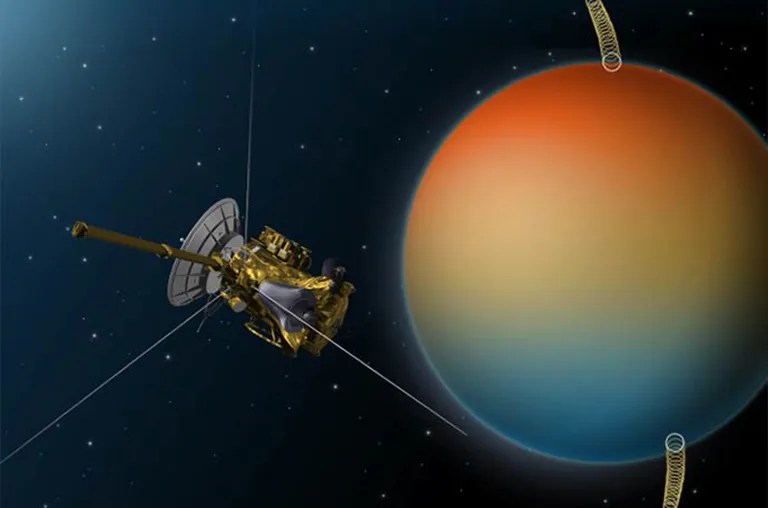 Artist's rendition of Titan flyby T-112