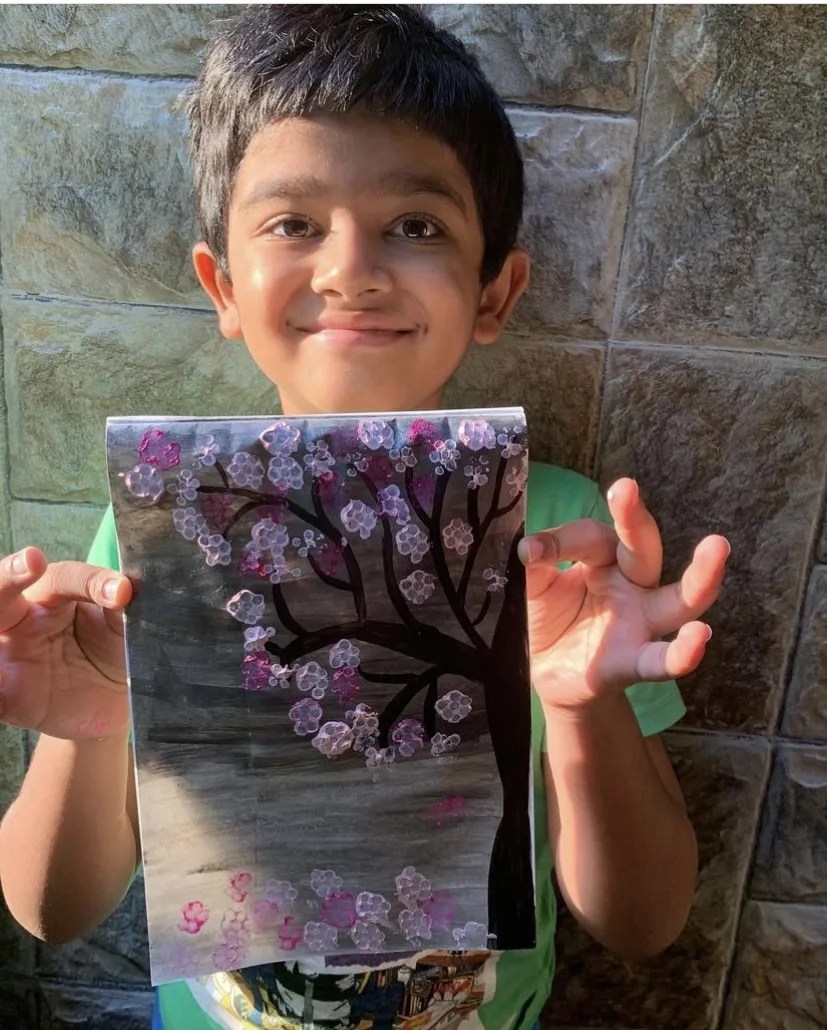 Dhruv, a student at Goplan International School, India, shares his tree art.