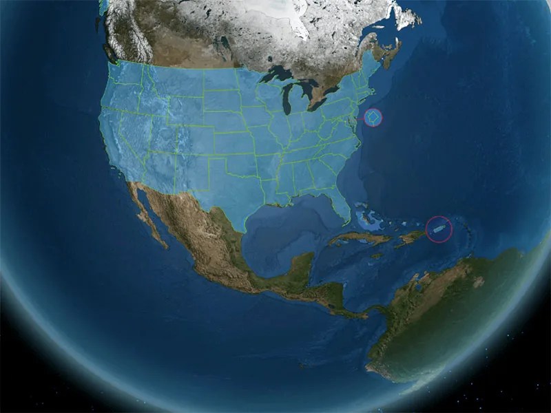 U.S. map on a globe