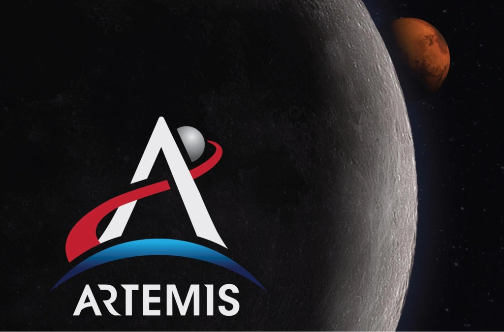 Artemis logo overlaying a grey sphere