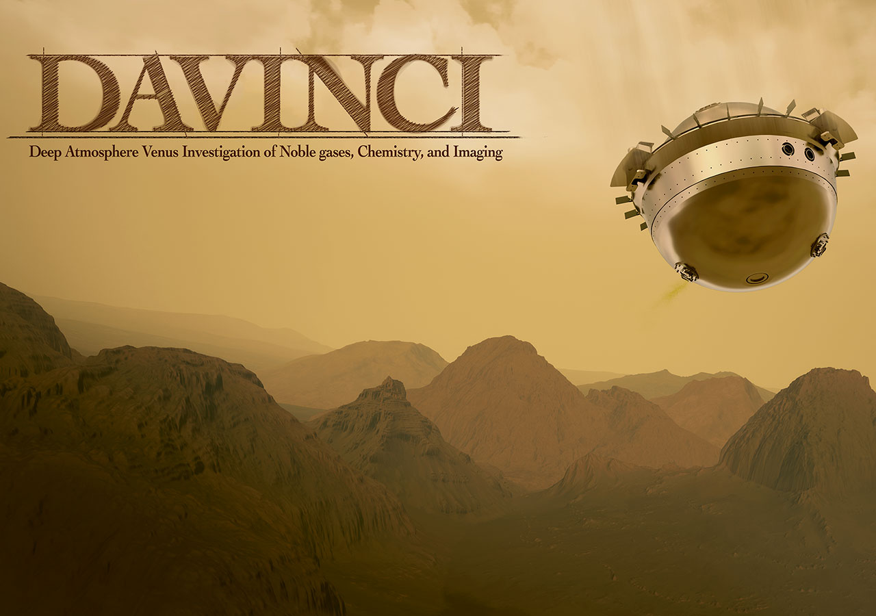 Artist's rendering of the DAVINCI mission capsule over Venus.