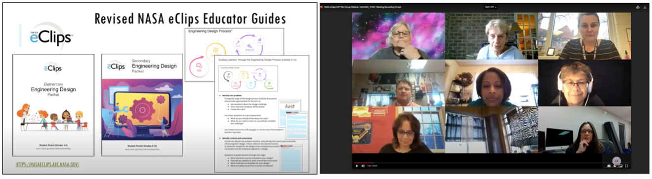 Screenshots during the webinar introducing the newly revised Engineering Design Packets.