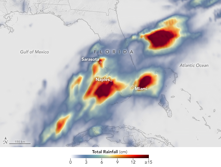 Moisture-laden tropical air brought intense downpours and flooding to the southern part of the state.