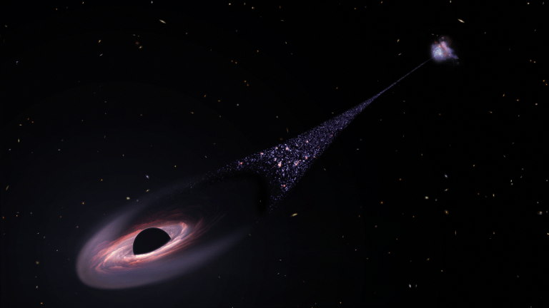 Hubble Sees Possible Runaway Black Hole Creating a Trail of Stars ...