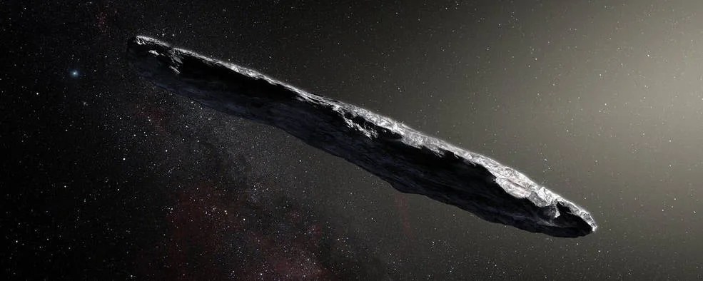 elongated rocky object in space