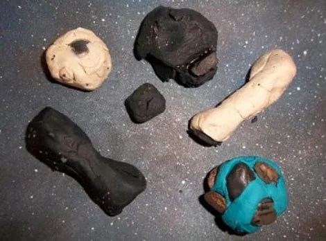 asteroid models made out of clay