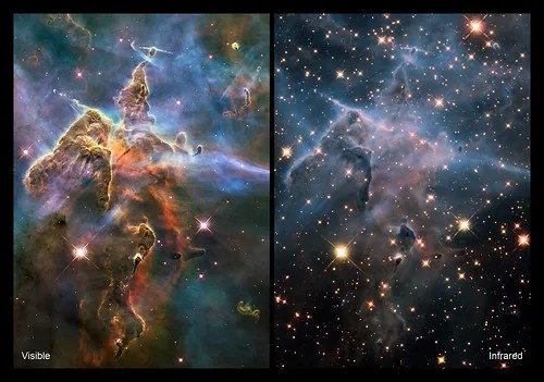 Carina Nebula in IR and Visible