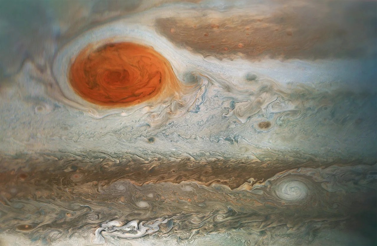 colorful, turbulent clouds of Jupiter's atmosphere