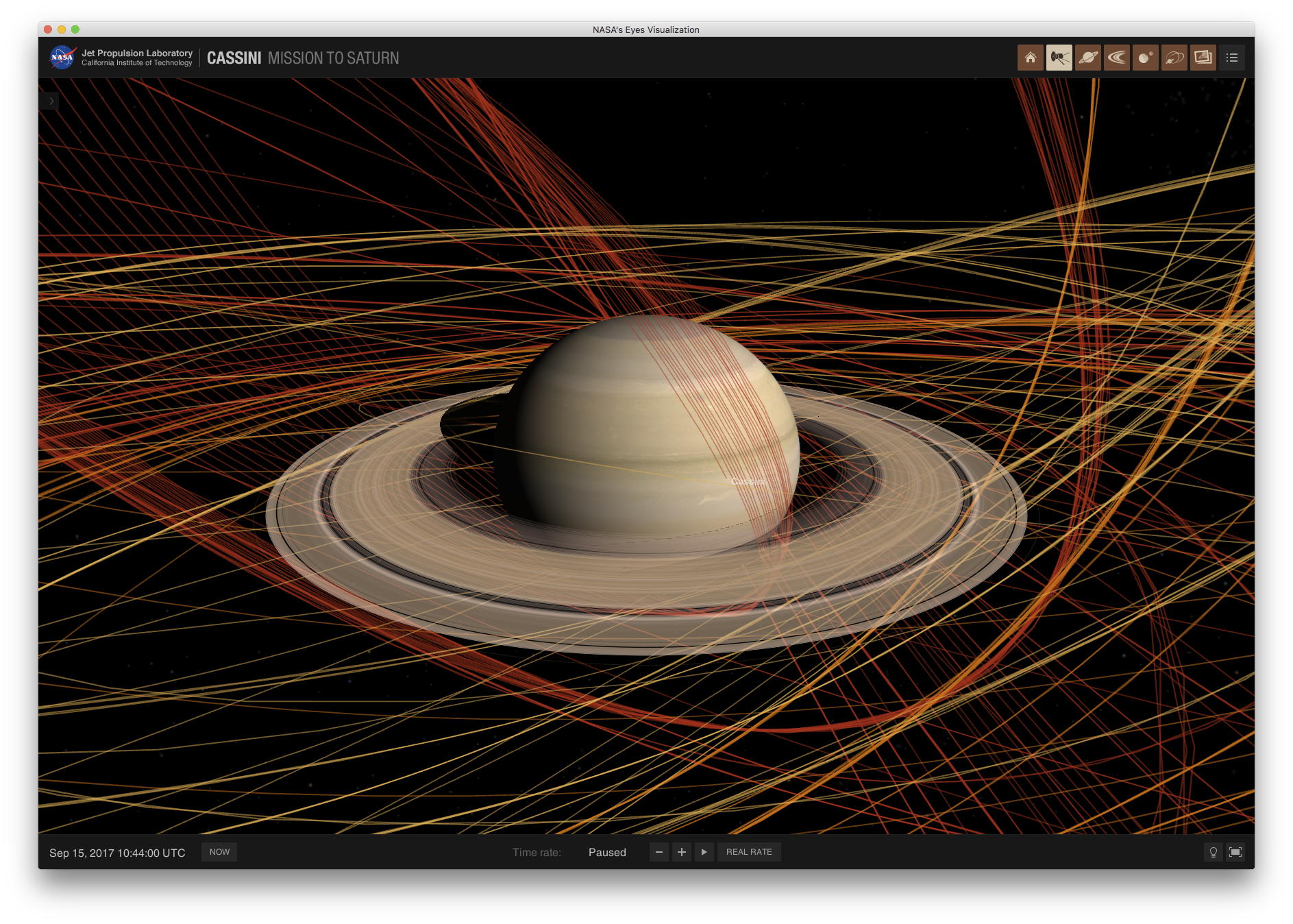 Screenshot of Eyes@JPL application