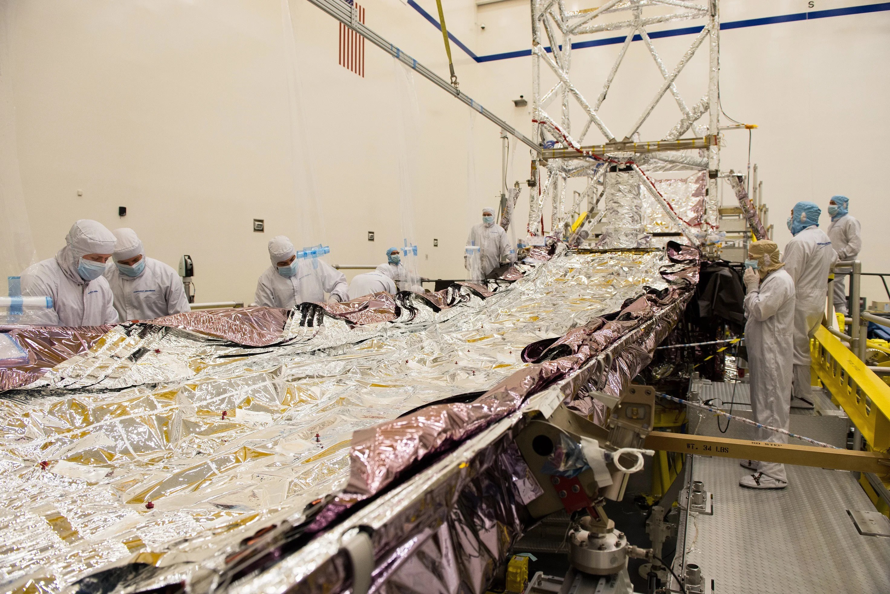 Technicians Lay NASA's Webb Sunshield Layers Flat for Inspection