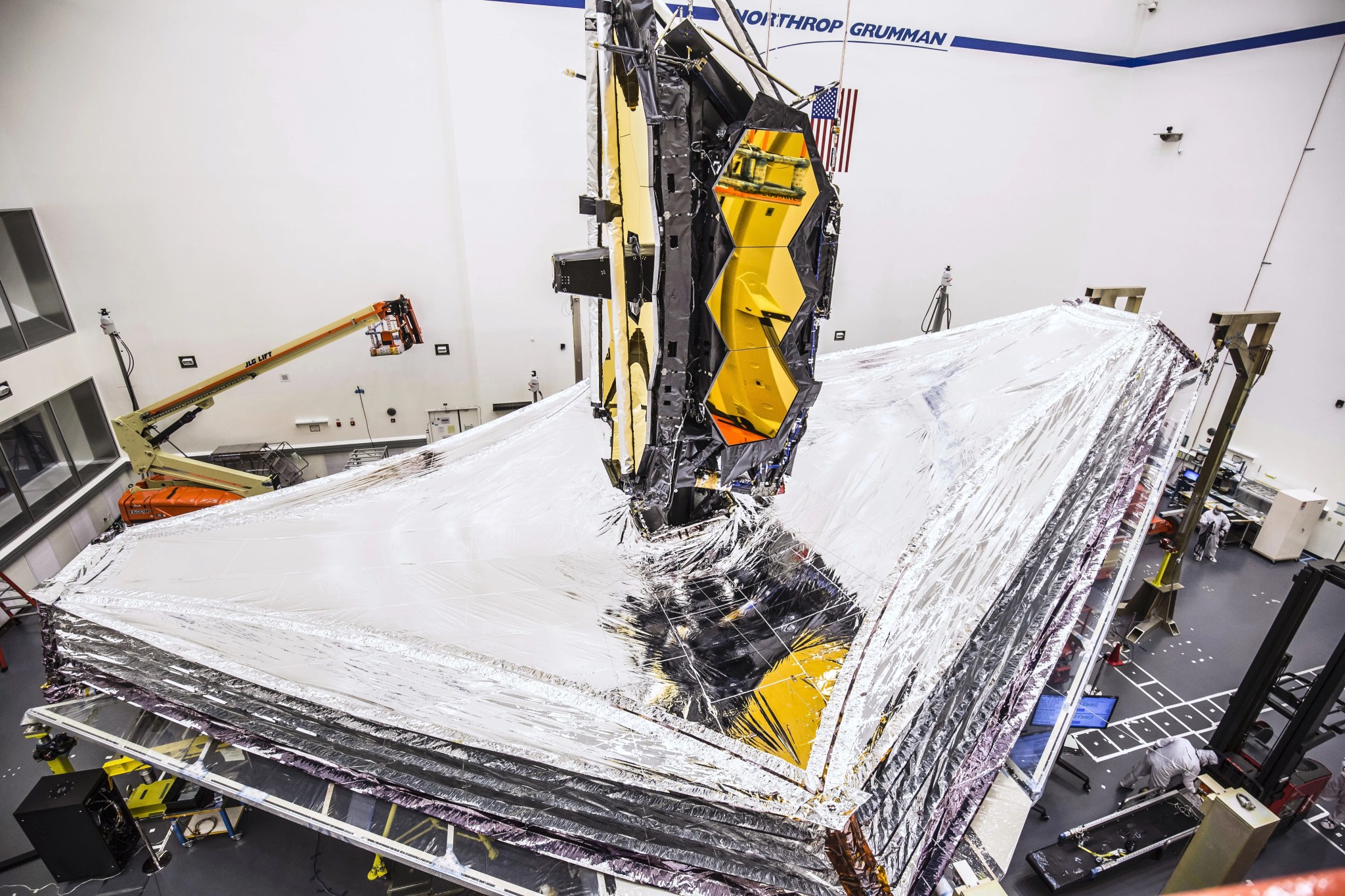 NASA’s James Webb Space Telescope View of October 2019 Sunshield Deployment Testing