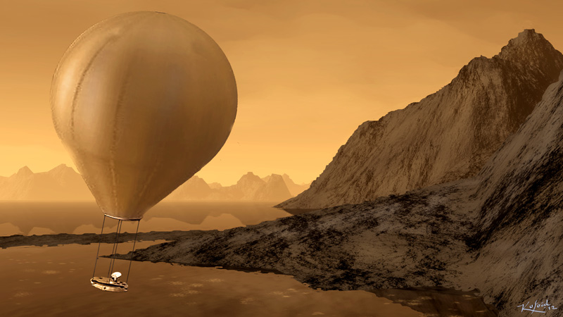 Artist's rendition of a balloon at Titan