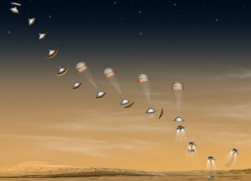 Artist's rendition of Mars Science Laboratory landing.