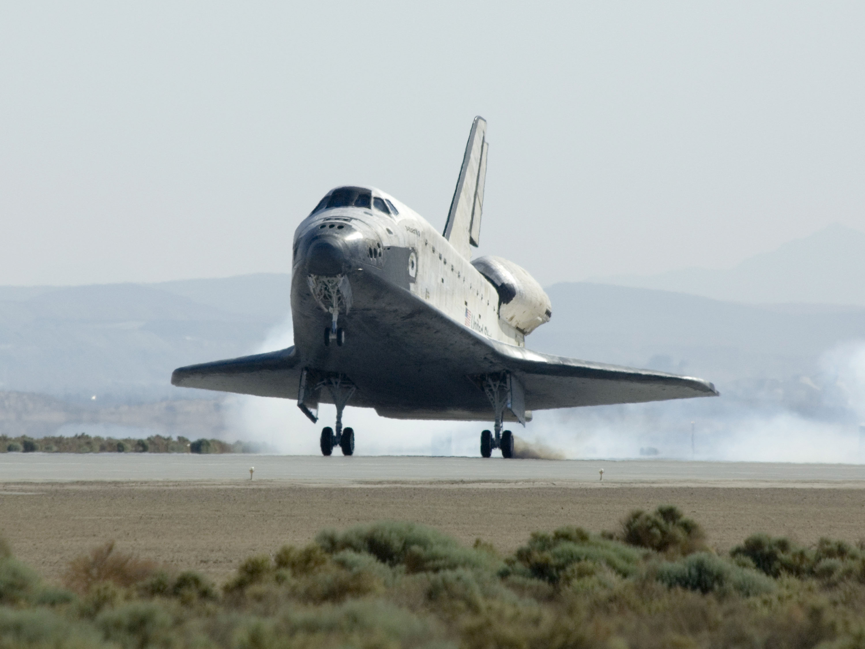 The Shuttle landing - the back wheels touching down.