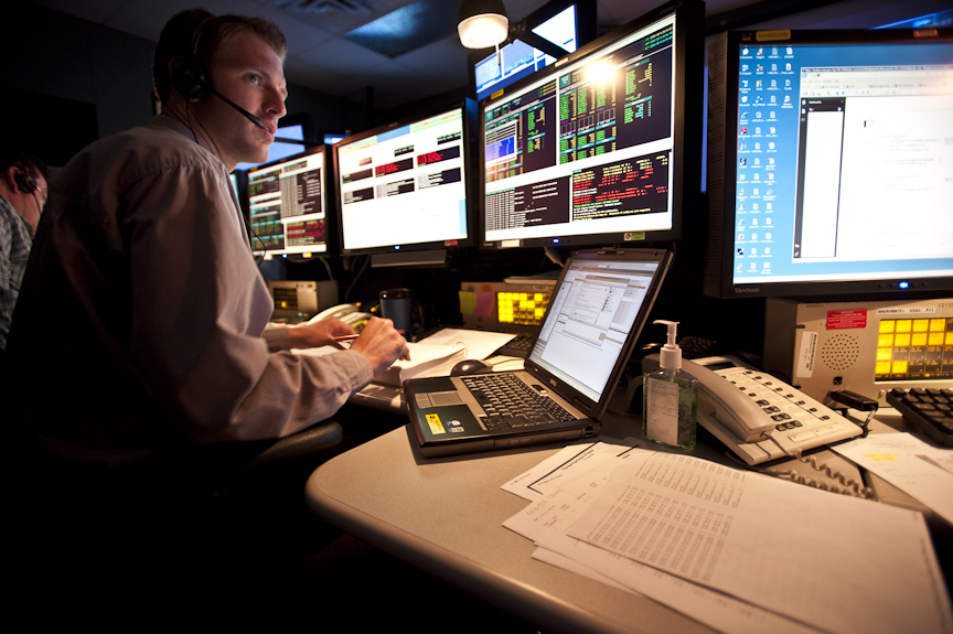 The ground system manager at his workstation in the control room
