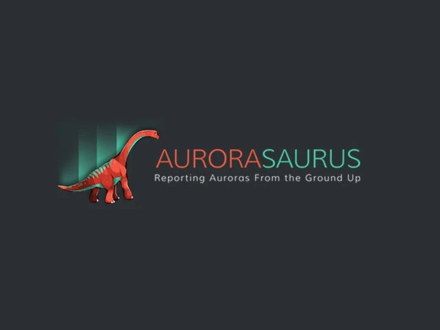 A dinoaura next to the words Aurorasaurus