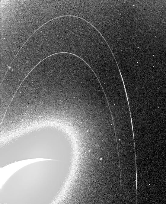 Fuzzy image of Neptune's rings.