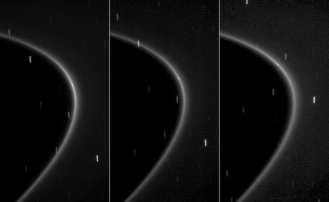 Images of Aegaeon taken by Cassini.