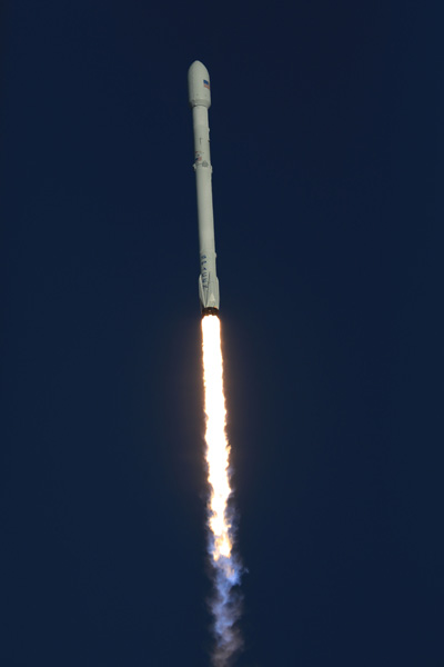Rocket rising into space.